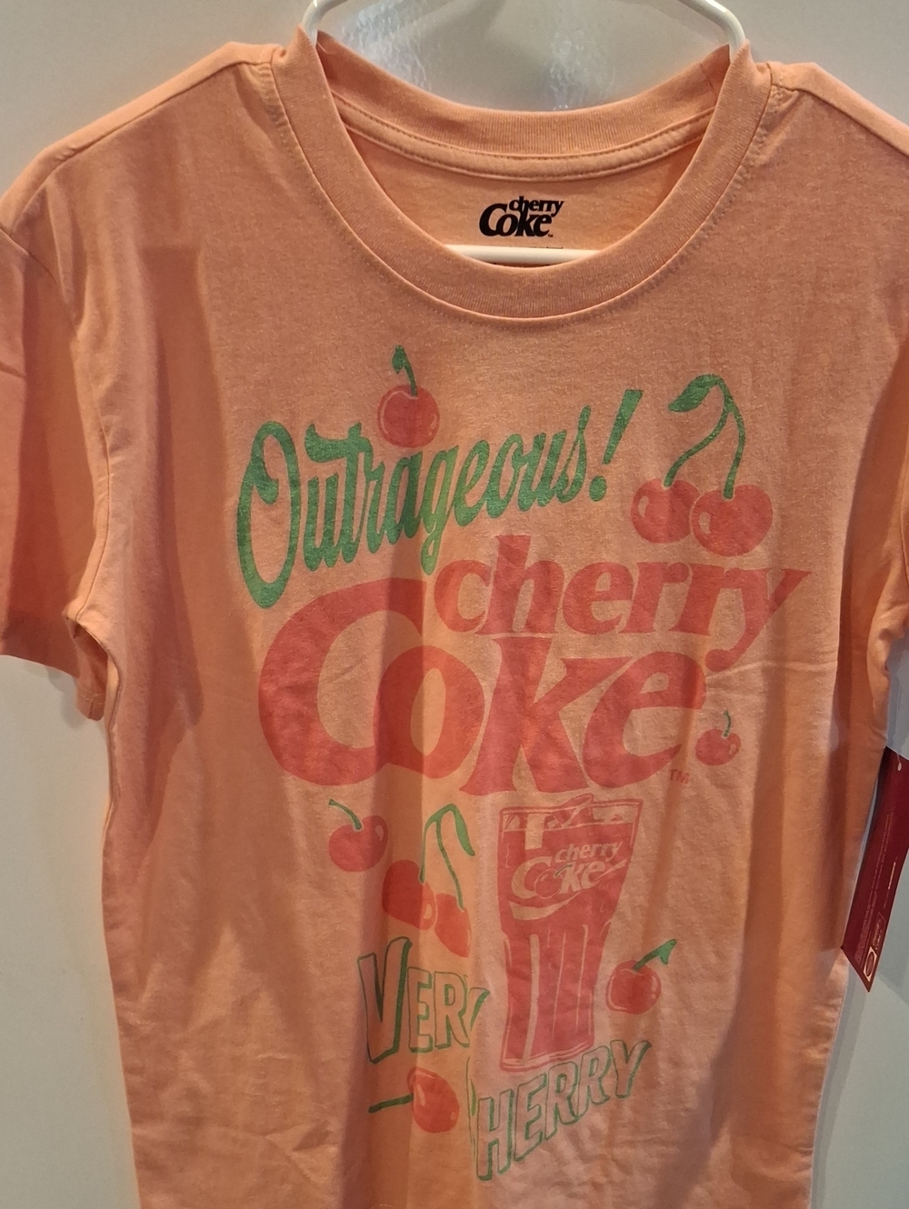 Coca Cola Peach Cherry Graphic Tee with Green Script